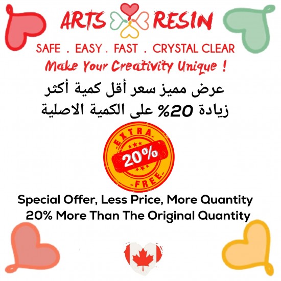 Offer extra 20% ( 0.568 ml )Arts Resin Kit 16 onz / offer 20% more than the original quantity / 0.568 ml/ 0.624 kg Offer extra 20% ( 0.568 ml )Arts Resin Kit 16 onz / offer 20% more than the original quantity / 0.568 ml/ 0.624 kg